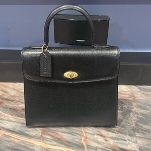 Coach Vintage 4417 Madison Biltmore Made In Italy Black Leather Top Handle Bag